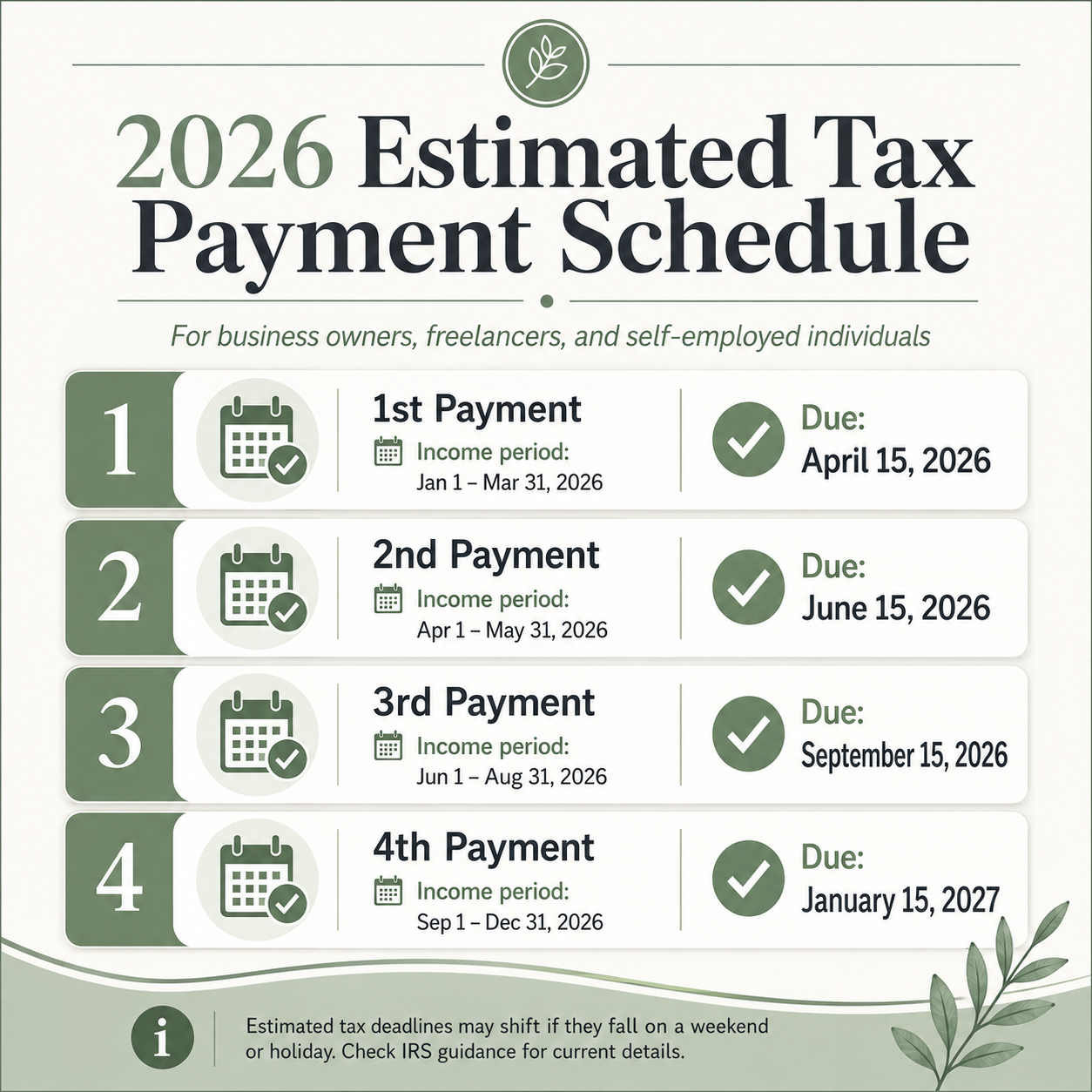 Estimated Tax Payments Are Due June 15, 2026